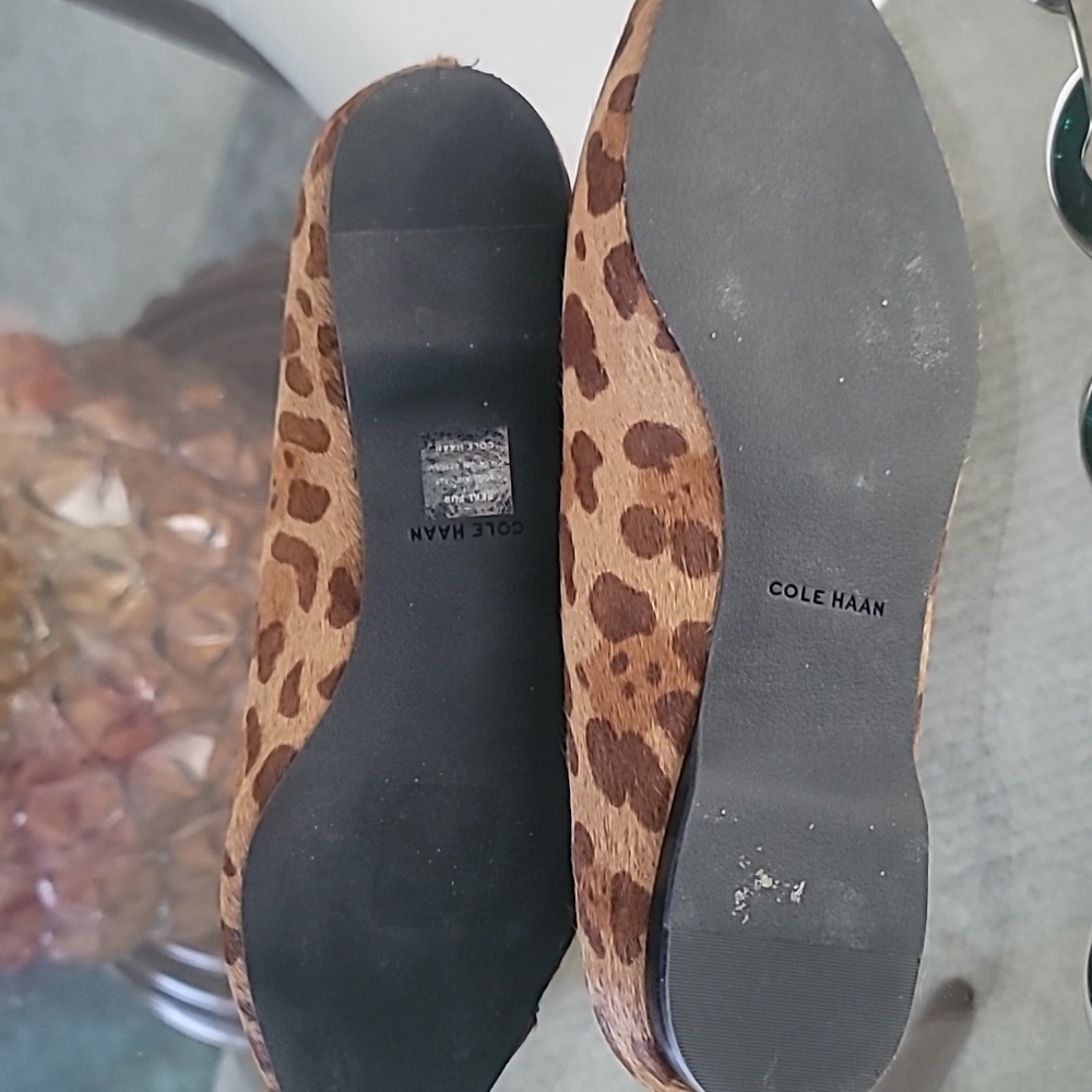 Cole Haan Women's Shoes 7B Brown Tan Leopard Skimmer Flat Leather Point Toe - Picture 7 of 12